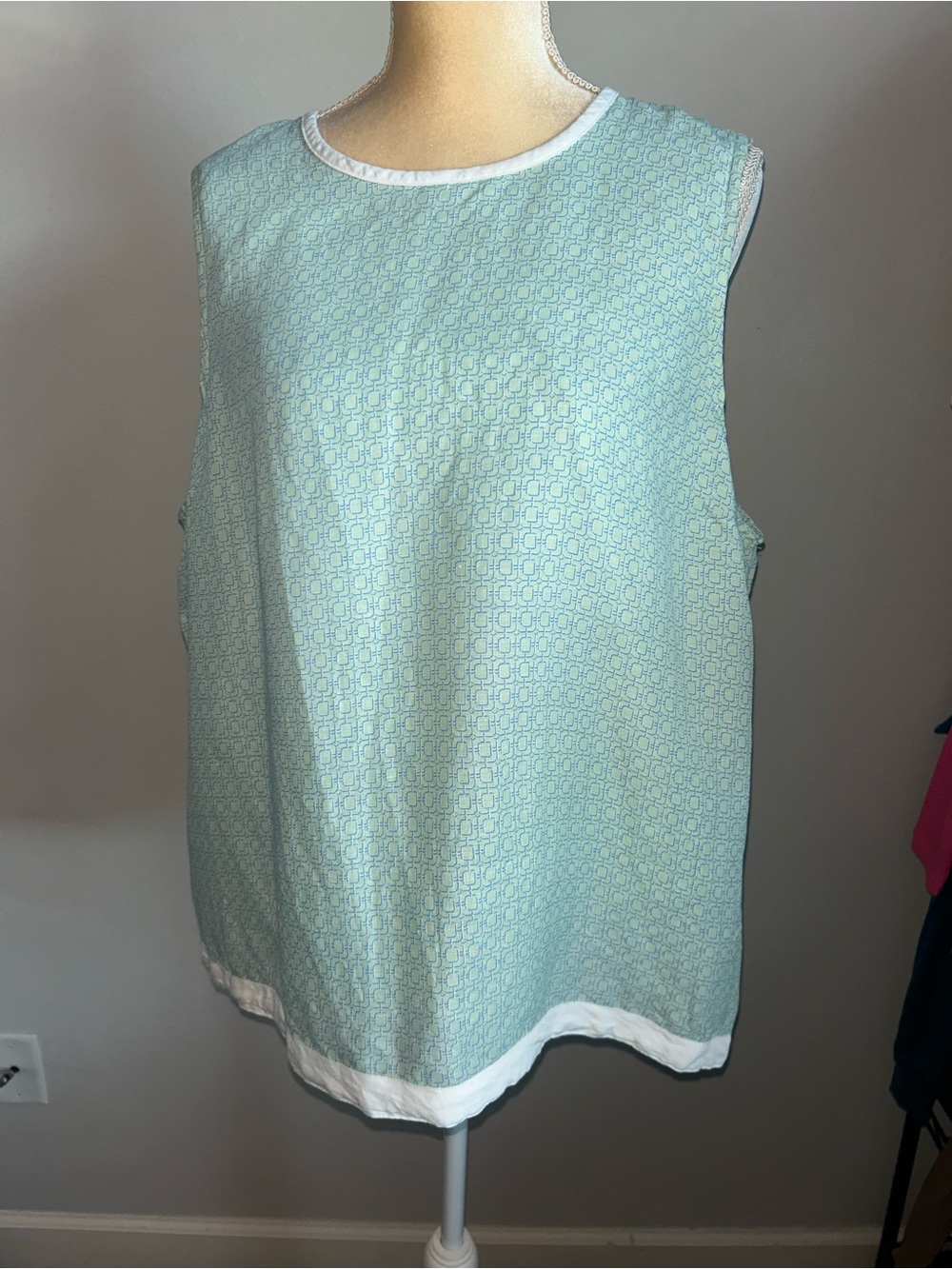 NWT Sewing Down South by crown & ivy Mint Patterned Sleeveless Smock Top Sz XXL